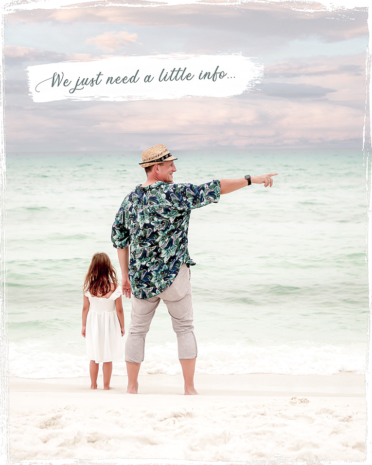 destin family beach portrait with jeff pointing